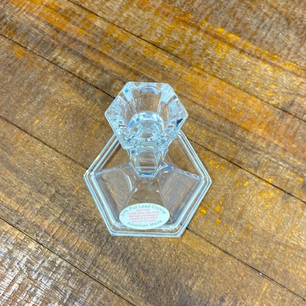 24% Full Lead Crystal Candle Stick Holders Vintage. Set of 2 American Made